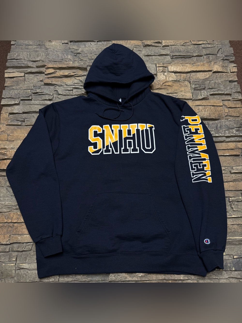SNHU Southern New Hampshire University Hoodie Sweatshirt Men XL Blue Champion